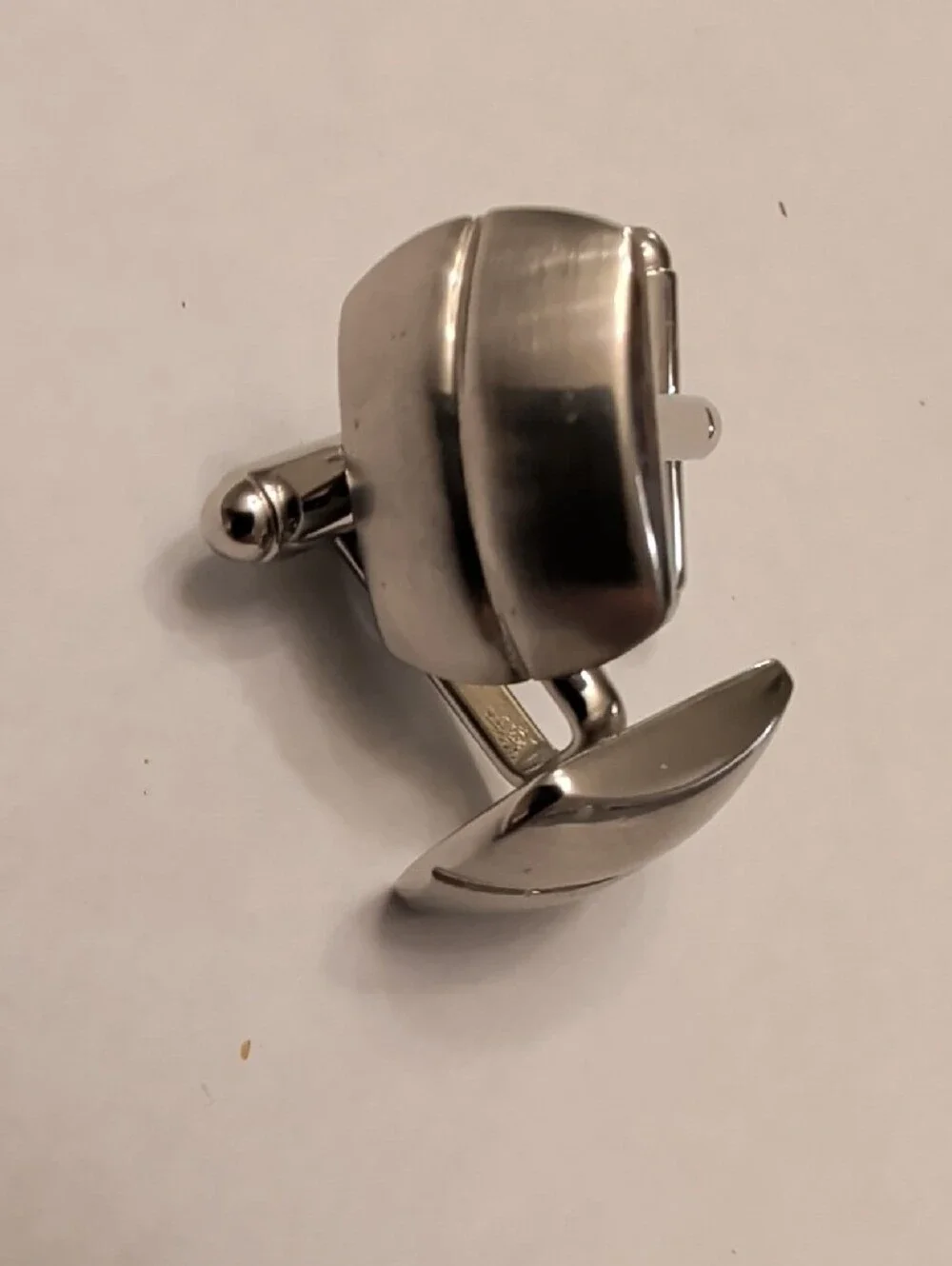Polished Silver-Tone Men's Cufflinks - Sleek Semi-Circle Design